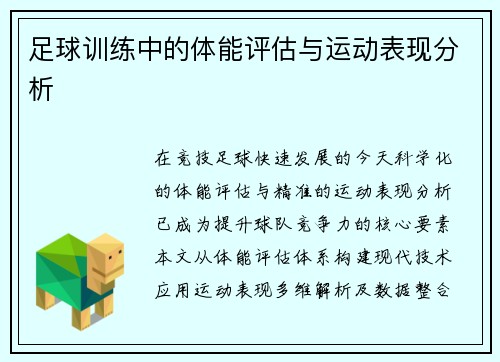 足球训练中的体能评估与运动表现分析